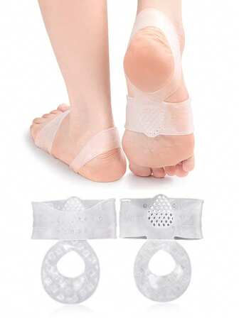 Foot care 1 par de almohadillas de talón de silicona, cojín de protección para los pies, plantillas amortiguadoras antideslizantes, insertos de medio tamaño