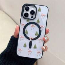 Funda de una pieza con diseño de lazo de árbol. Diseño sencillo y elegante. Diseño magnético. Compatible con phone 11, 12, 13, 14, 15, 16, 17, Pro/Plus/Pro y S22, 223, 824, S25 Ultra/FE. Admite carga inalámbrica. Ideal para regalar a amigos, también se puede usar en ocasiones especiales como Año Nuevo, San Valentín, etc. - Negro - Ver 5