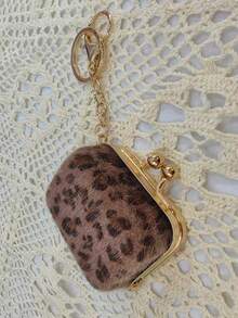 复古毛绒豹纹挂饰迷你包首饰收纳盒零钱包钥匙扣配件金色钥匙扣包饰钱包挂件钥匙圈 - 彩色 - 查看 19