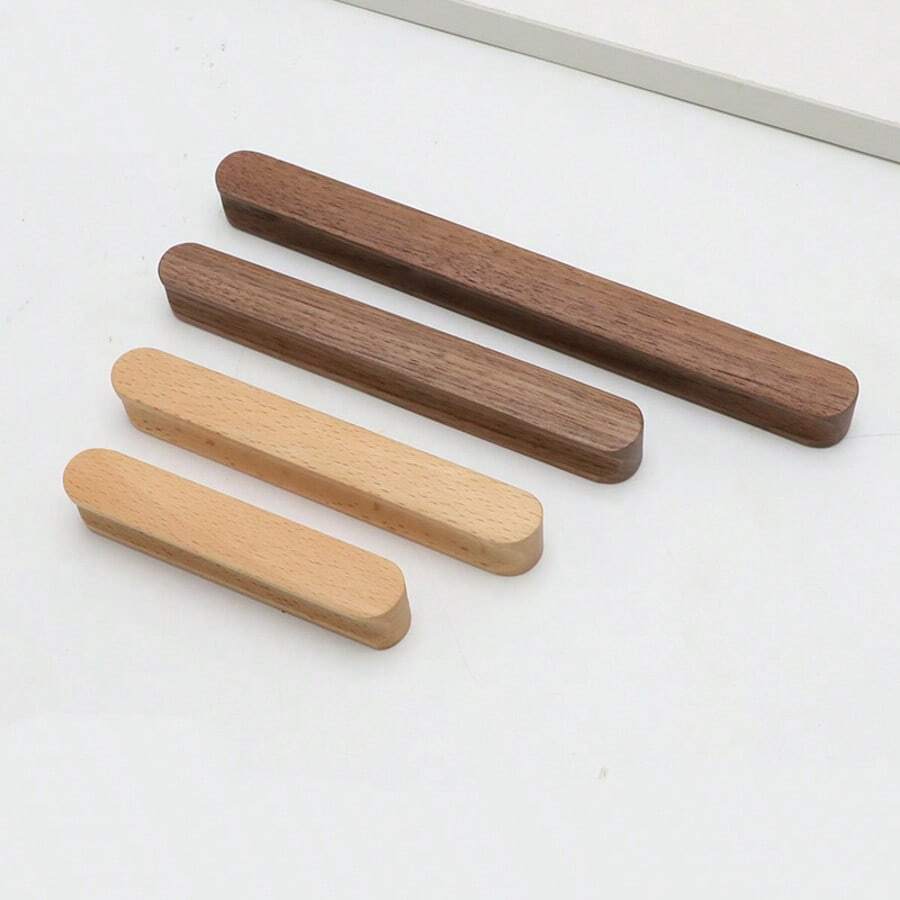1pc Wooden Cabinet/Drawer Pull Handle, Beech Wood, Black Walnut, Natural Wood - Multicolor - View 1