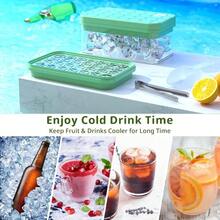 Cubiteras para Hielo de Silicona Con Tapa Y Cubo, Cubitera Silicona de Grado Alimenticio Cuchara para Congelador, Fcil liberacin Apilables Bandeja de 28 Moldes de Silicona Hielo Con Tapa Y Cubitera - inicial - Ver 7