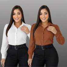 KIT 2 CAMISA UMA COR CARAMELO  E BRANCO