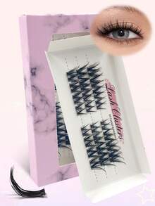 24pcs/Set CC Curled Natural Soft Faux Mink Eyelashes, Individual Cluster Eyelash Extensions, Makeup Tools - Black - View 1
