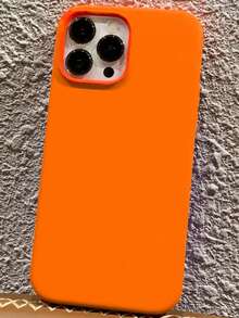 1pc Luxury Fluorescent Color Wireless Charging Mobile Phone Case Compatible With IPhone 17 AIR 16 15 14 13 12 11 Pro Max Plus | Liquid Silicone | Ultra-Thin Protective Shockproof | Mobile Phone - 橘色 - 查看 16