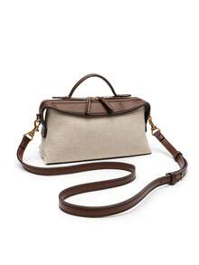 女士长方形帆布都市包，奢华设计师新款手提包，休闲托特包/斜挎包，适合日常穿着 - 彩色 - 查看 2