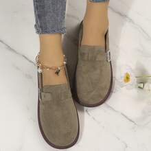 Outdoor Spring Autumn Womens Shoes Ladies Shoes Loafers Flats Walking Travel Cozy Padded Suede Clogs Adjustable Buckle Rounded Toe - Brown - View 4