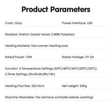 Hailicare Chăn sưởi điện USB, gối sưởi hình mèo dễ thương mềm mại dành cho kỳ kinh nguyệt, 5 mức nhiệt độ, quà tặng cho phụ nữ, bé gái, bố mẹ và bạn bè nhân dịp Halloween, Giáng sinh, Lễ Tạ ơn. - Màu Xám nhạt - Xem 7