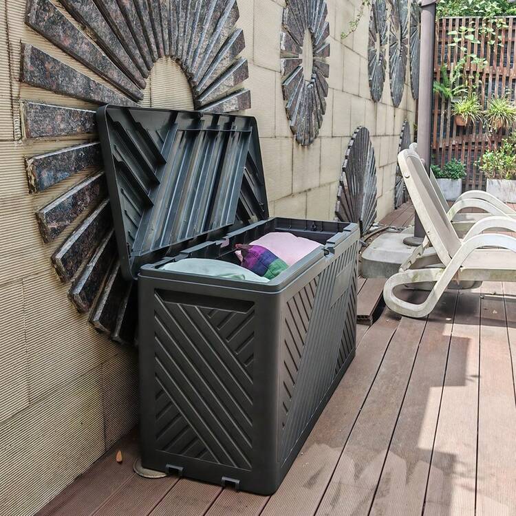 Gr8 Garden Anthracite 280L Plastic Storage Box Garden Outdoor Shed Utility Cushion Chest - Anthracite - View 5