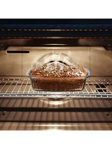 半个大容量玻璃烤盘带盖 - 可叠放，微波炉和烤箱适用，易提手，密封保鲜盒，适用于面包、蛋糕、糕点 - 非常适合圣诞节、感恩节、万圣节、复活节 - 厨房烘焙用品 - 彩色 - 查看 7