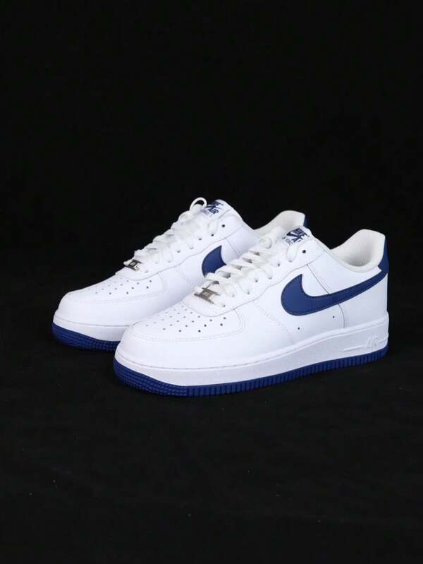 2025 New Nike Air Force 1 '07 Comfortable Sports Classic Non-Slip Low-Top Sneakers, Men, White & Blue