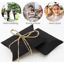 10个/30个/50个装可折叠牛皮纸枕形礼盒，配麻绳，感谢礼盒，适用于婚礼、新娘送礼会、生日、新年和节日礼品包装盒 - 彩色 - 查看 9