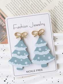 1 Pair Christmas Winter Acrylic Christmas Tree Earrings Alloy Bow Stud Earrings Personalized Elegant Cute Holiday Ear Pendants - Christmas Tree - View 1