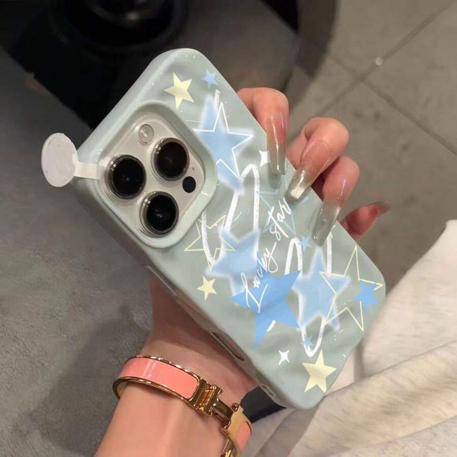 Funda "Ins" para phone 16, 15 Pro/14/13. Resistente a golpes. Cobertura total. Patrón de meteorito. - azul claro - Ver 1