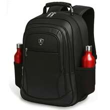 Men's Reinforced BackpackLarge Waterproof College Strong Reinforced Strap School Work - 黑色 - 查看 1