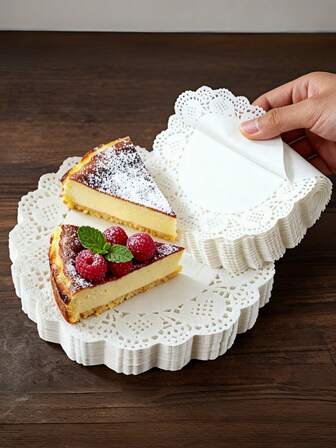 700/400/100pcs Floral Baking Parchment Paper, 6.5 Inch Round Paper Lace Doilies, Oven, Air Fryer Liners, Suitable For Buffet, BBQ, Cake, Fried Food, Party, Wedding, Tableware, Food Decoration, Home Kitchen