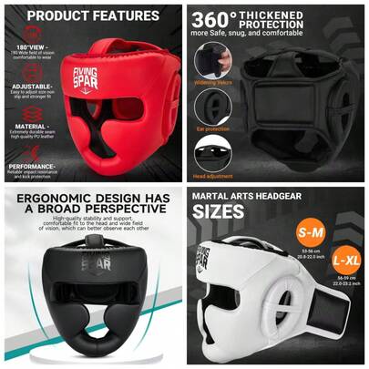 1 pieza Casco de boxeo de PU, equipo de protección profesional de boxeo unisex, adecuado para boxeo de adultos, MMA, entrenamiento de fitness, práctica y competiciones de taekwondo. Ajuste perfecto, no transpira, protección integral de la cabeza para todos los escenarios y géneros.