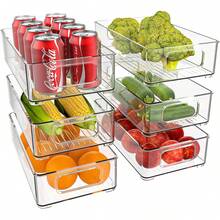 6 Stücke transparente Kühlschrankaufbewahrungsbehälter in 3 Größen, multifunktionale schubladenartige Lebensmittelaufbewahrungsboxen mit klaren Trennelementen, lebensmittelhaltende Aufbewahrungsboxen, platzsparende Küchenorganisationsboxen, moderne Lebensmittelkategorisierungsboxen, geeignet für Kühlschranktüren und Arbeitsplatten, lebensmittelechte Qualität - transparent - Übersicht 6