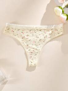 5pcs Women's Panties Set, Minimalist Cute Cotton Panties, Floral Hollow-Out Thong - Multicolor - View 6