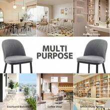 strundghti Upholstered Dining Chairs Set Of 2/4/6,Modern Fabric Kitchen Side Chairs With Thick Cushions And Wood Legs,Comfy Dining Room Chairs With Curved Backrest For Restaurant/Cafe - Xám-4 chiếc - Xem 5