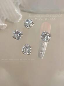 10颗白色锆石水钻美甲装饰，手工闪亮美甲水钻，高端美甲饰品配件，美甲宝石 - 白色 - 查看 5