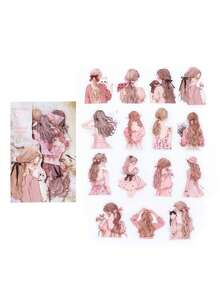 30pcs/Pack Vintage Girl Silhouette Stickers, Scrapbooking Decorative Stickers For Diary, Photo Album, Craft DIY - Multicolor - View 15