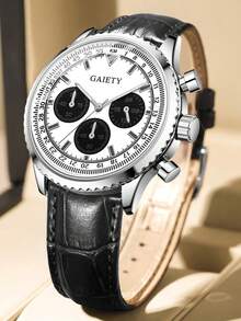 1 Stück Herren Quarzuhr, Lässig Business Klassisch mit drei Augen, gemischte Skala, runder Zifferblatt, geeignet für täglichen Gebrauch, Dekoration oder Geschenk für Freunde und Väter