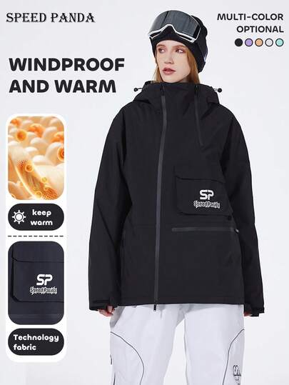 SPEED PANDA SPEED PANDA 1 Piece Unisex Hooded Sport Skiing Jacket, Unisex, Windproof, Waterproof, Light, Warm, Breathable, Abrasion-Resistant, Comfortable, Suitable For Both Snowboarding And Skiing(Excluding Accessories) Ski Outfits