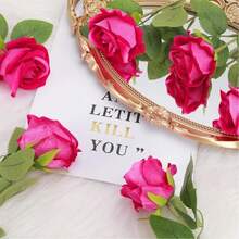 100pcs Artificial Rose Flowers, Red Rose, Fake Roses, Suitable For DIY Wedding Bouquets, Tabletop Decor, Bridal Shower, Valentine's Day Decoration, Baby Shower, Home Decor, Indoor & Outdoor Decoration - Hot Pink - View 4