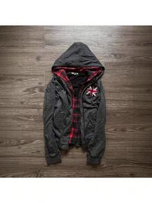 Y2K New Arrival Fall/Winter American-Style Letter Print Dark Gothic Retro Oversized Zipper Hoodie - 黑色 - 查看 2