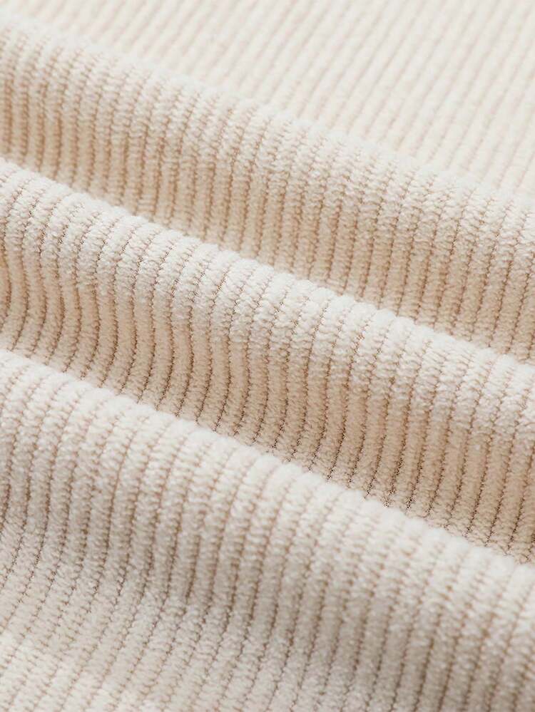 加大码男士灯芯绒宽松直筒裤，纯色休闲街头风长裤，适合春秋季穿着 - 杏色 - 查看 6