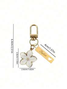 1个定制金属樱花钥匙扣，个性化不锈钢钥匙圈，可刻字，时尚复古，简约独特，秋季新款设计，男女通用，轻巧优雅的樱花造型，带吊牌，适合挂在包包、车钥匙上，情侣及节日礼物之选，精致浪漫