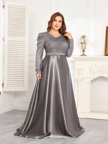 hezixi 高品质弹力亮片 V 领套袖，修身剪裁，鱼尾下摆设计，加大码，素雅奢华的女士长裙，让女性更年轻、更迷人，适合各种派对、毕业典礼、婚礼、活动和各种宴会和舞会，女士正式舞会礼服（豪华版）