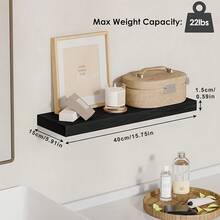 Senmeo Rustic 4pc Floating Shelves (Natural Wood Finish), Handcrafted + Invisible Brackets For Home - Black - View 2