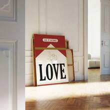 1pc Frameless Vintage Red Love Poster Wall Art, Retro Chic Wall Decor, Cute Love Aesthetic Print, Coquette Room Decor For Bedroom, Dorm & Living Room | Vintage Style Gift With Floral Accents - Multicolor - View 2