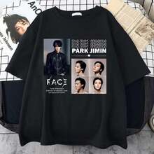 Jimin  Kpop Unisex Aesthetic T-Shirt, 100% Premium Cotton - 黑色 - 查看 1
