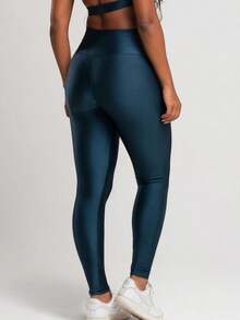 WOMEN'S FITNESS LEGGINGS IN TRILOBAL POLYAMIDE - 藍色 - 查看 3