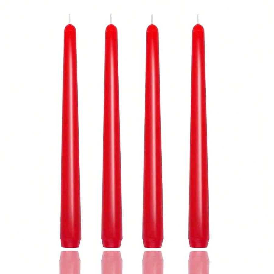 10 Inch RedTaper Candles,Set Of 4 Tapered Candle, Tall Candlesticks,Conical Stick Candles,Less,For Home Dinner, Party, Wedding, Halloween, Christmas (Red, 10inch){Inchcolor_nameinch:InchRedinch,Inchsize_nameinch:Inch10inchinch} - 紅色 - 查看 1