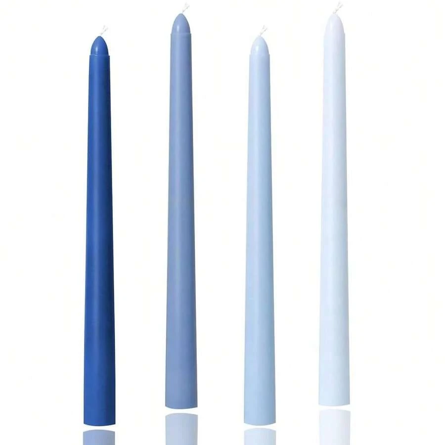 10 Inch Gradient Taper Candles,Set Of 4 Tapered Candle, Tall Candlesticks,Conical Stick Candles,Less,For Home Dinner, Party, Wedding, Halloween, Christmas (Blue Series, 10inch){Inchcolor_nameinch:InchBlueseriesinch,Inchsize_nameinch:Inch10inchinch} - 藍調系列 - 查看 1