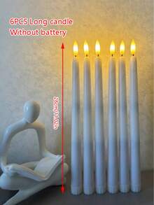 6 buc lumânări electronice LED de Crăciun, decor de atmosferă pentru petrecere de nuntă, lumânare simulată cu ceară cu stâlp extra lung, lumânare conică fără flacără, decor de nuntă alimentat cu baterii, cadouri de Crăciun, decor de toamnă pentru casă, decor de Crăciun fără baterie