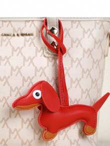 1个可爱腊肠犬吊坠饰品，仿皮腊肠犬包包挂饰/钥匙扣，韩版INS风汽车饰品，学院风卡通哥特风Y2K包包饰品挂绳带证件夹，汽车饰品包包挂饰 - 臘腸狗裝飾掛繩 - 查看 3