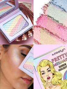 MISSLYN-PRETTY MERMAID RAINBOW HIGHLIGHTER, Shimmer, Pigment Rich & Silky Formula, Natural Glow, Illuminator Highlighter, Lightweight, Multi-Color Highliter, Lightweight, Professional Natural Glow Facial Highlighters - PRETTY MERMAID - 查看 7