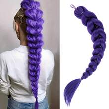 Purple Braiding Ponytail Hair Extensions For Women, Synthetic Braiding Hair With Rubber Band Long Ponytail Sleek Wrap Around Hair Pieces - Multicolor - View 1