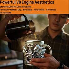 V6/V8 Engine Stainless Steel Cup - 16.91 Ounces - Durable 3D Reverse Personalized Mug - Perfect For Car Enthusiasts, Mugs, Mechanics, Baristas, Tea Lovers As Gifts. It's Suitable For Men's Birthdays, Christmas Gifts, And Also As A Living Room Decoration. It Can Be Regarded As An Art Piece - A Drinkware Decoration. - Bạc/V8 - Xem 6