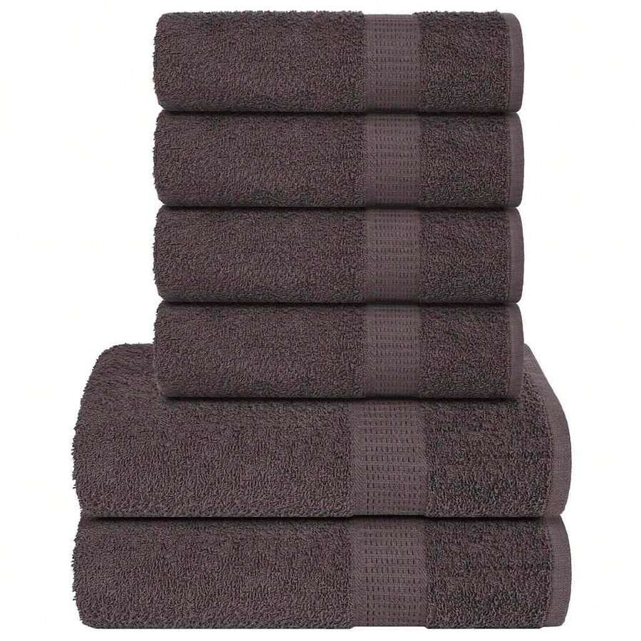 vidaXL 6-Teiliges Handtuch-Set In Anthrazit, 360 G/M², 100% Baumwolle - Grey - View 1