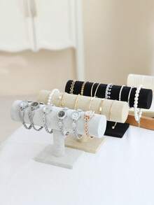 1pc/2pcs Grey, Black, White Single-Layer Velvet/Yellow Linen Bracelet Holder Jewelry Display Stand, Headband, Accessories Shop Countertop,Room Decor - Frost flannelette - View 6