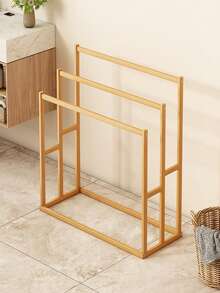 Modern Wooden Freestanding Bathroom Towel Rack - Space-Saving Floor-Standing Towel Storage Rack With Multiple Shelves, Light Brown And Brown, Ideal For Home Use, Bathroom Storage Solution | Minimalist Design | Wooden Frame, Bathroom Storage Rack And Shelving, Towel Rack - Multicolor - View 11