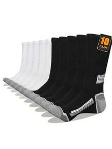 10 Pairs Men's Long Socks, Autumn/Winter Sports Crew Socks - Multicolor - View 5
