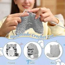 1pc Cute Cat Design, This Inspirational Crocheted Gray Cat Is Not Only A Toy, But Also A Pleasant Decoration. Use It To Decorate Your Desk, Living Room, Bedroom, Office, Desk Or Car. Interesting Cat Crochet Gifts Can Also Be Used As Pendants For Bags Or Key Chains, Which Will Add A Little Enthusiasm Wherever You Go. - Multicolor - View 5