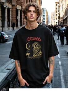 Playera Oversize Corridos Tumbados Casual Y Cómoda - Negro - Ver 5