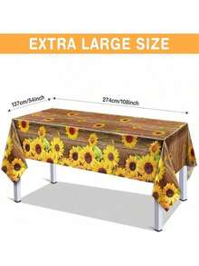 Sunflower Wood Grain Plastic Rustic Outdoor Tablecloth, Suitable For Dining Table, Kitchen, Party, Events, Multifunctional Decorative Party Tablecloth, 54 X 108 Inches